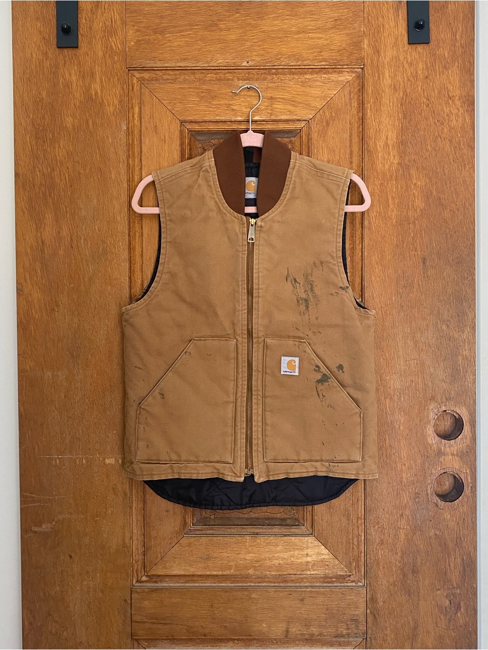 Carhartt Camel' Brown insulated Workwear Vest XS/S *stains